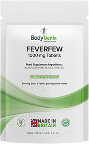 bodygenix feverfew 1000mg vegan tablets supplements with anti inflammatory 1