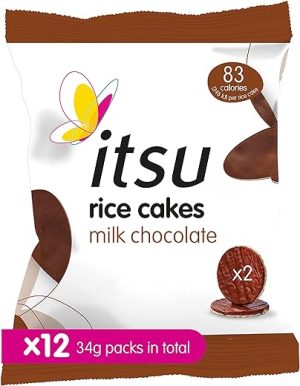 itsu milk chocolate rice cakes healthy snack 34g pack of 12